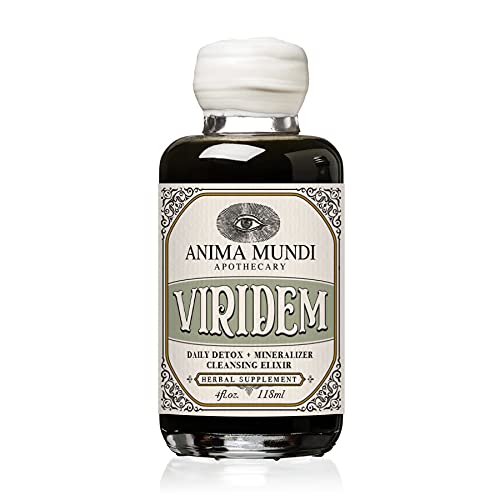 Anima Mundi Apothecary Viridem Greens Detox Elixir - GI & Liver Detox נוזל תוספת, Natural Herb ניקויse עם Chlorophyll, Moringa + אורגני Chlorella - להוסיף Juice & Teas (4oz / 118 מ"ל)