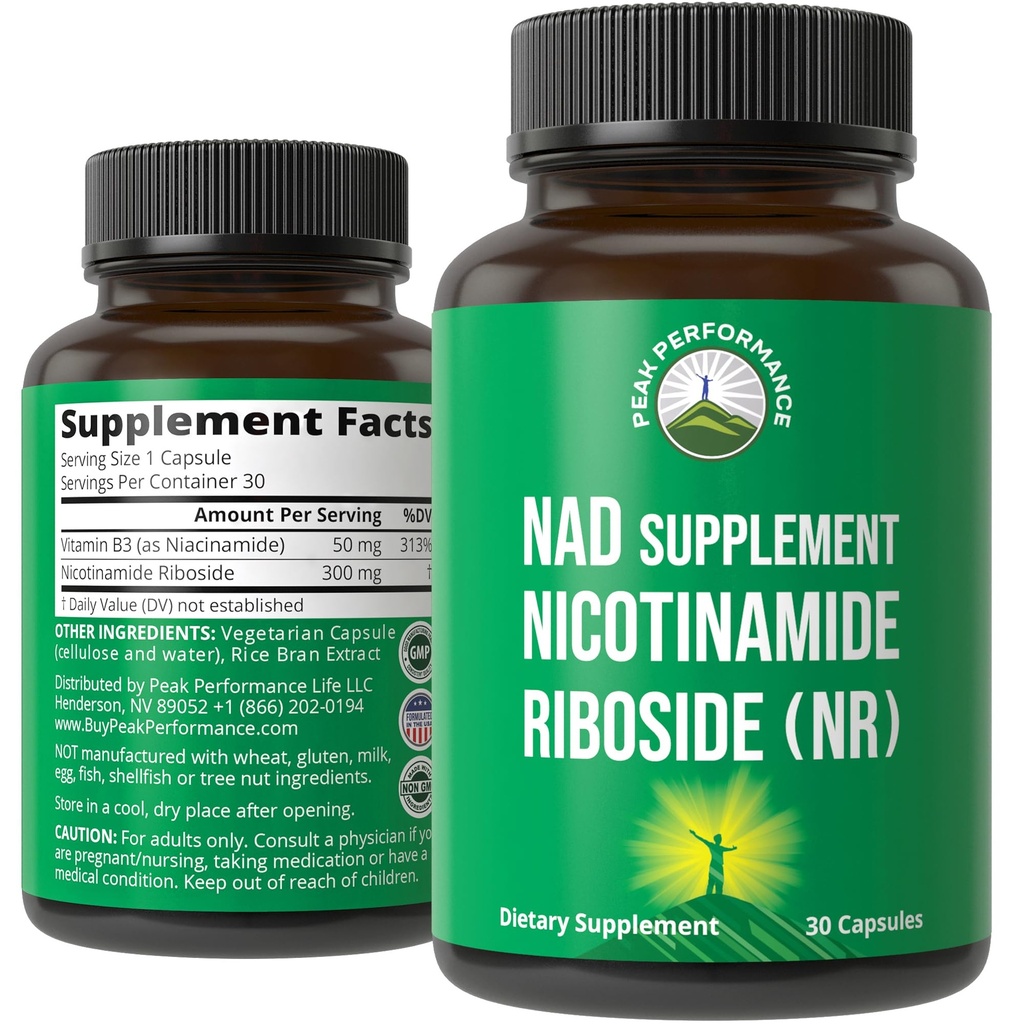 Nicotinamide Riboside NR תוספת. NMN Alternative NAD תוסף + Niacinamide עבור NAD + רמות כמו We Age. צד שלישי נבדק, non-GMO, Gluten Free, טבעוני תוספי ויטמינים עבור נשים וגברים וגברים
