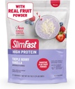 SlimFast חלבון Smoothie Mix Plus אבקת פירות, אבקת החלפת חלבון גבוהה, סיבים, ויטמין C, 21 משרתים, 1.29 פאונד, משולש ברי וניל (Packaging May Vary)