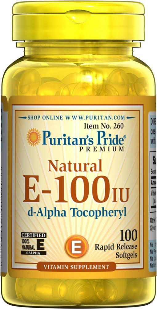 ויטמין הגאווה של Puritan E-100 iu 100% טבעי 100 Softgels