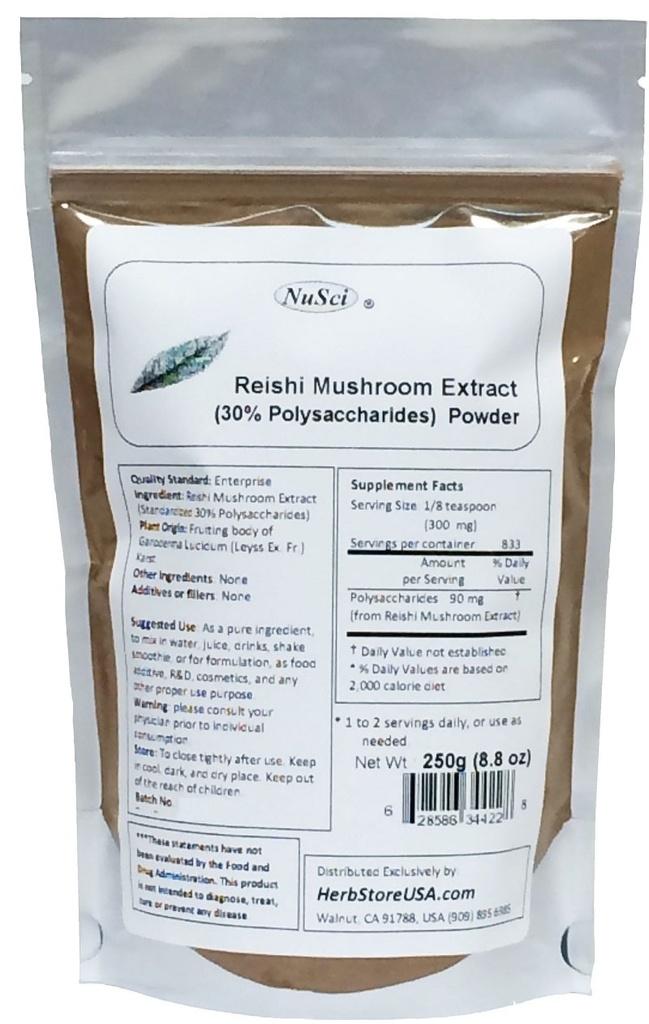 Reishi Mushroom אבקת סטנדרטית 30% Polysaccharides 250 גרמים (8.8 oz)