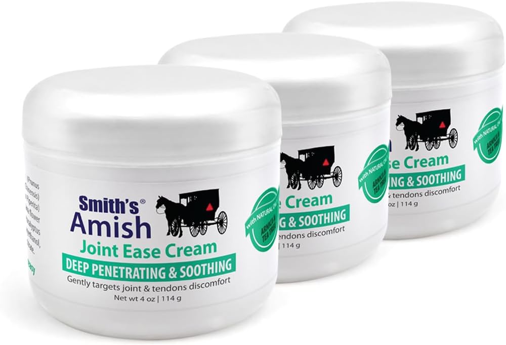 Aish JointEase Soothing Cream 3 Pack (שלושה 4 oz Jars) עם Arnica, Tea Tree, Eucalyptus, Peppert ורוזמרי