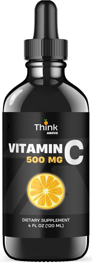 ויטמין C - High Dose - ויטמין C Drops - למבוגרים ולילדים - 500 מ"ג - נוזל VIT C - non GMO - ויטמין C נוזלי (4 fl oz 120 מ"ל)