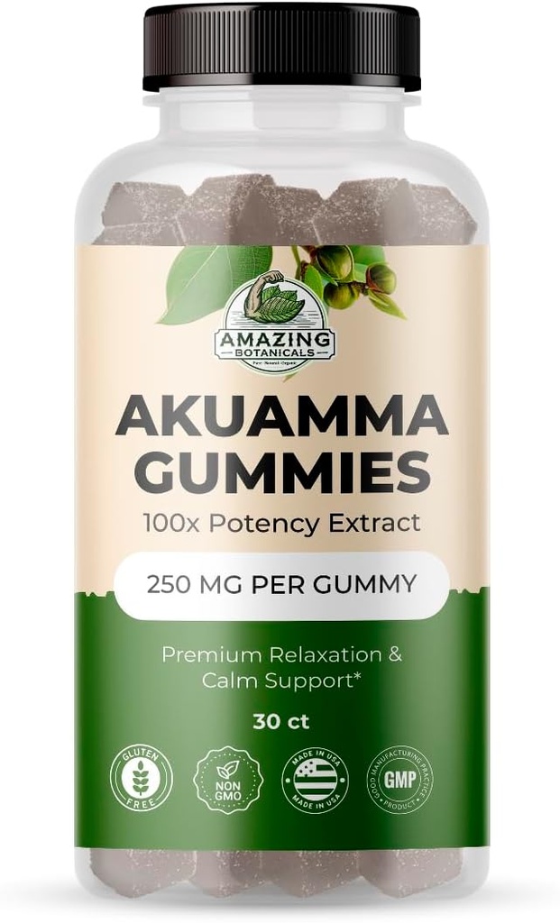 בוטנים מדהימים Akuamma Gummies - High Potency Daily Gummy, טבעוני, non-GMO, Gluten-Free Herbal תוסף - 250MG Per Gummy with Natural Wild Brad Flavor (30 Count)