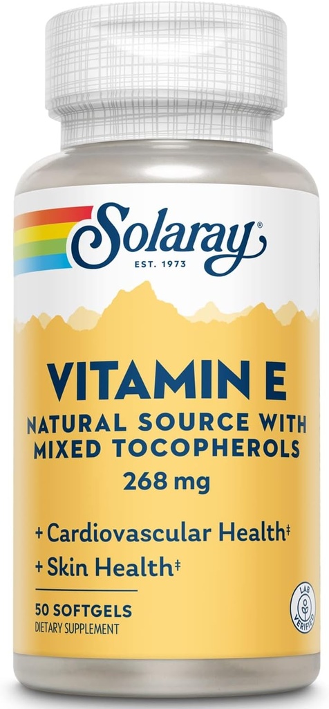Sunay ויטמין E d-Alpha Tocopherol 268mg (400 IU) | Heart & Skin Health, Antioxidant Activity Support (50 Count)