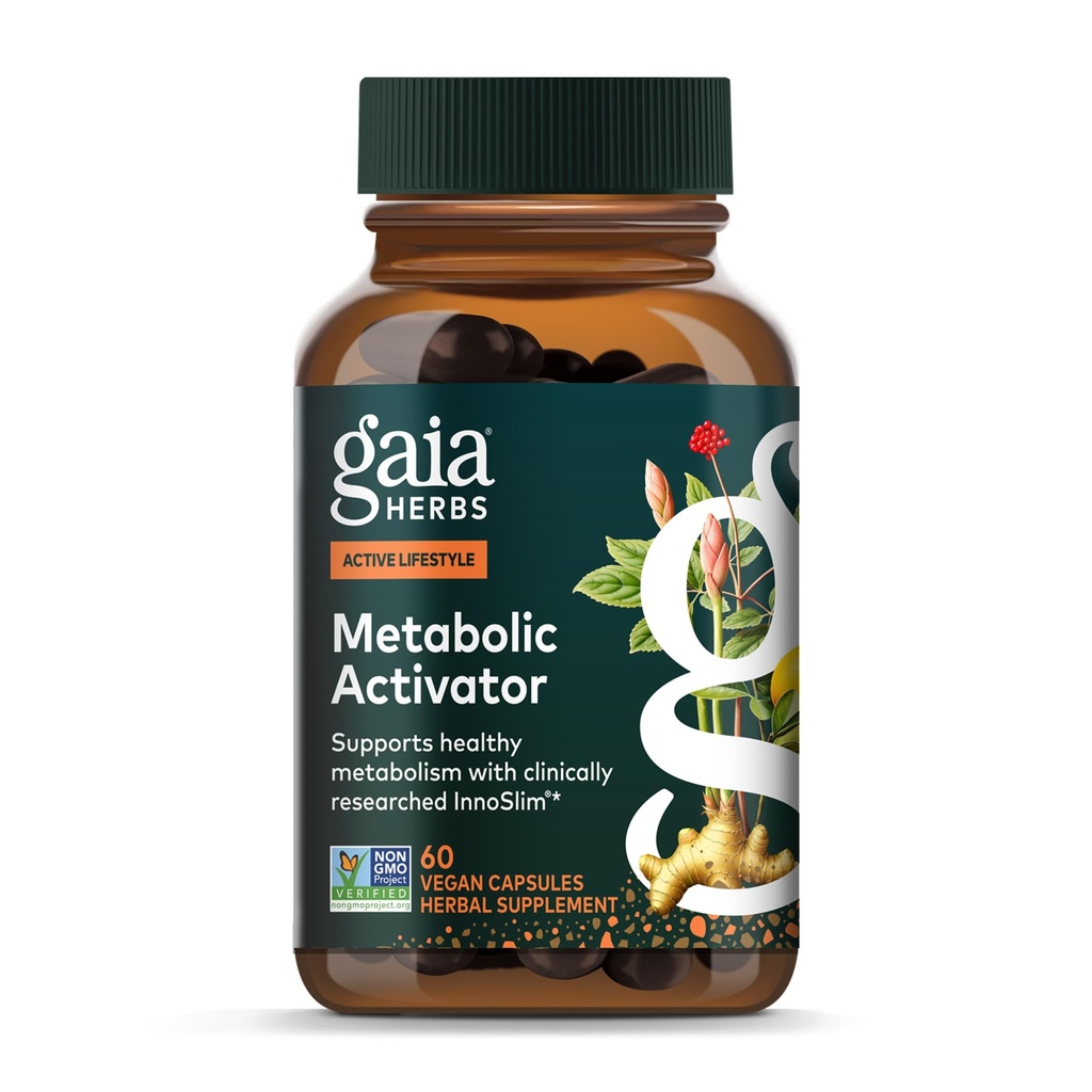 גאיה Herbs Metabolic Activator - תוספת אנרגיה טבעית לתמיכה במטבוליזם - מיוצר עם Panax Notoginseng & Astragalus Extract - חינם מחלב, Soy & Gluten - 60 קפסולות (60 משרתים)