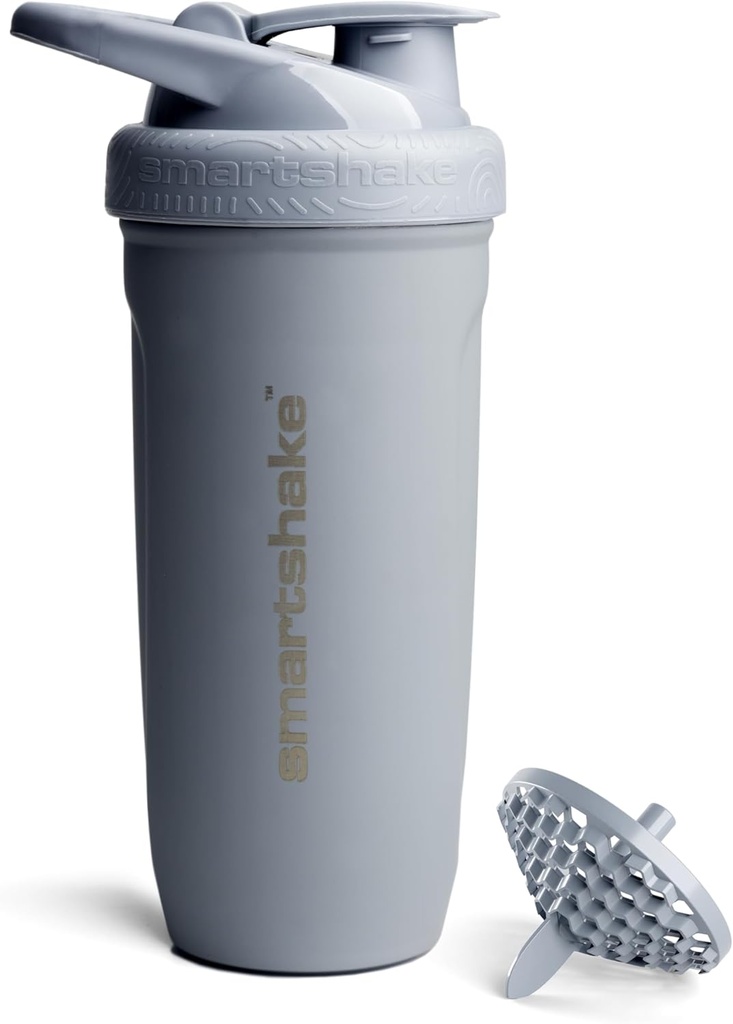 Smartshake Reforce Stainless Steel חלבונים Shaker 900 מ"ל | 30 oz - Leakהוכחה Screw-on Lid - BPA Free - Non Insulated Bottle-unisex (Grey)