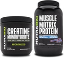 NutraBio Creatine Monohydrate, Unflavored, (150 גרם) ואבקת חלבון במטריקס שרירים, (קוקאין עוגה) תוסף Bundle - שריר אנרגיה, צמיחה מקסימלית, התאוששות וכוח