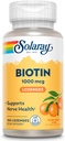 SOLAרי Biotin 1000mcg Lozenges - תוסף ביוטין עם ויטמין A - פעילות עצבית ותמיכה אנרגיה סלולרית - Natural Orange Juice Flavor, Great Taste, 60-Day Promise, 100 משרתים, 100 Lozenges