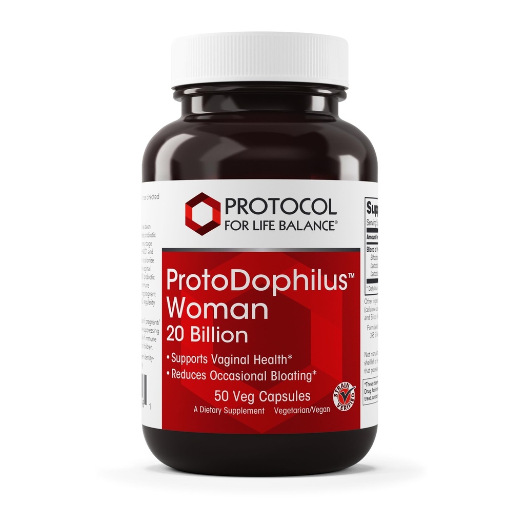 Proto Dophilus Woman - 20 מיליארד - Probiotics for Gut Health - תמיכה בבריאות Vaginal & Bloating הקלה - טבעונית & כשרה - 50 Veg כמוסות
