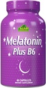 ALFA VITAMINS Melatonin Plus B-6 תוספת עם 5MG Sleep Cycle Regulator - Cardiovascular Health - מערכת החיסון - 60 קפסולות