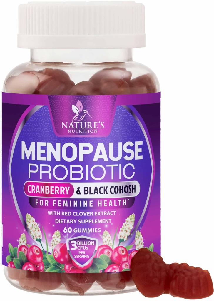 תוספי Menopause לנשים - 3 מיליארד CFU Natural Menopause הקלה עבור Mild Hot Flashes & Night Sweats, PH, Vaginal בריאות תמיכה Probiotics עבור נשים מסטיקמי, Probiotic תוסף - 60 מסטיקים