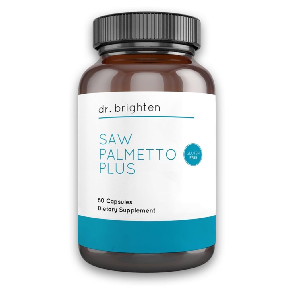 ד"ר Brighten Saw Palmetto Plus - תוסף תזונה טבעי לנשים - תמיכה ב- PCOS למנוע נשירת שיער Acne Oily Skin