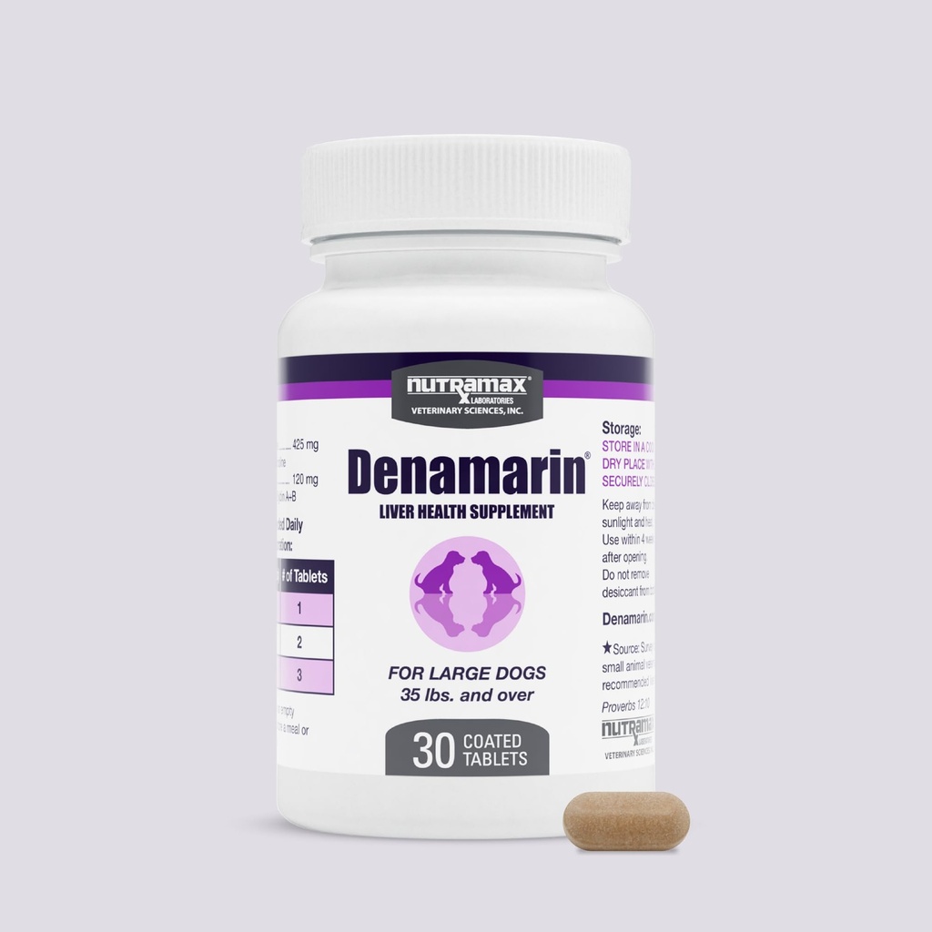Nutramax Laboratories Denamarin Liver Health תוסף עבור כלבים גדולים - עם S-Adenosylmethionine (SAMe) ו Silybin, 30 טבליות (Pack של 1)