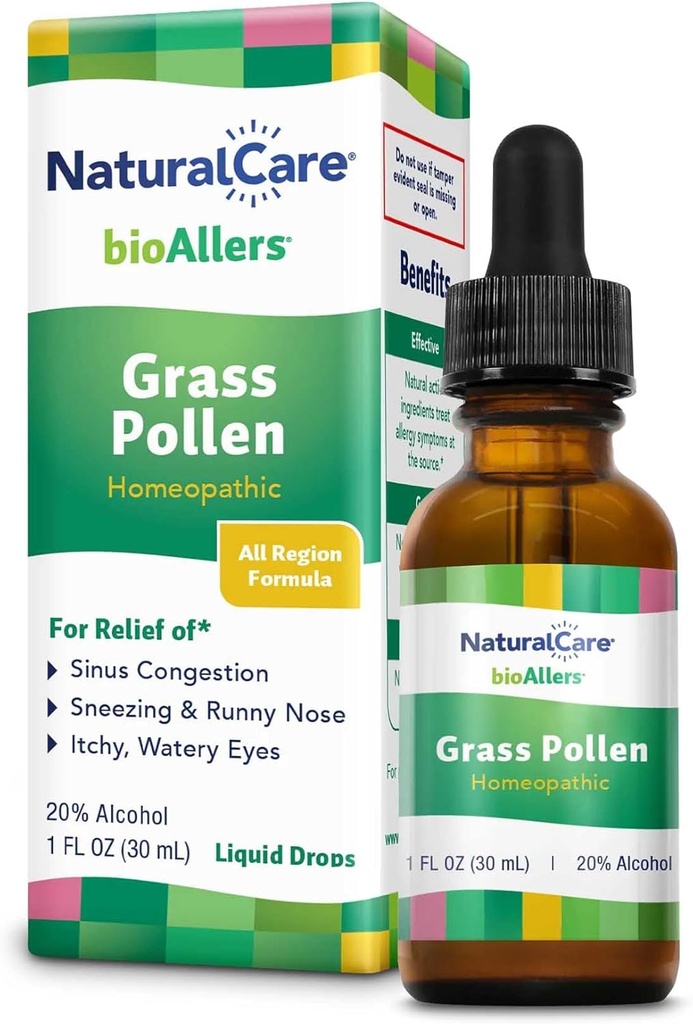 BioAllers NaturalCare Grass Pollen Homeopathic נוזל טיפות, 1 Fl Oz | May לספק תמיכה באמצעות Sinus Congestion, Sneezing & Runny Nose, Itchy, Watery Eyes