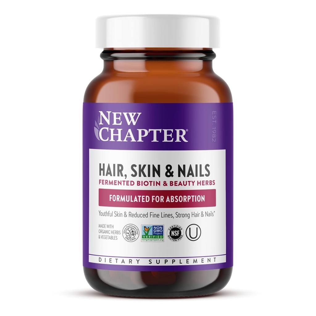 New Chapter Hair Skin & Nails Vietnams with Fermented Biotin+astaxanthin Vegetarian קפסולת, 30 Count (Pack of 1)