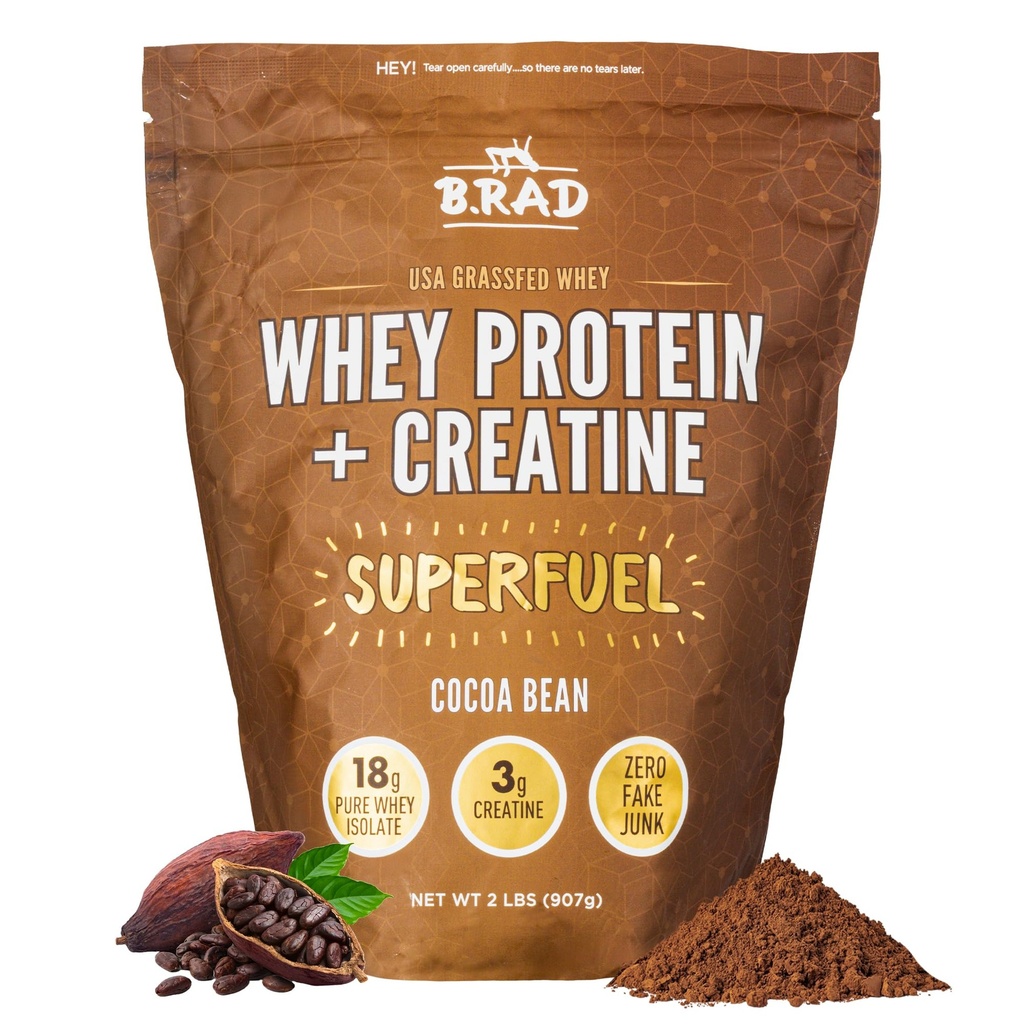 B.rad Superדלק - Grass Fed Whey Protein Isolate Boosted with Creatine | Farm-Fresh, Easy-to-Digest, Clean Ingredients