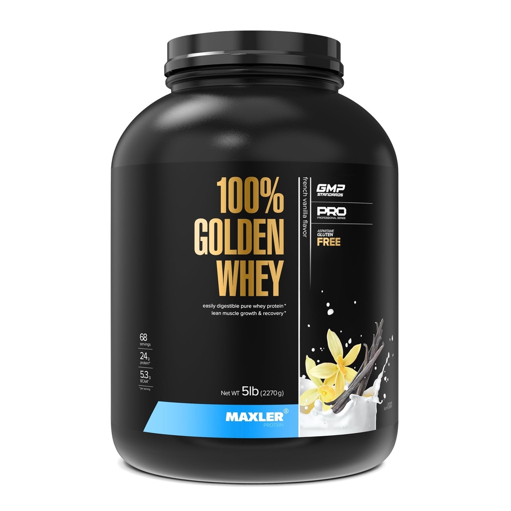 100% חלבון Whey זהב חלבון - 24 גרם של חלבון לשרת - אבקת חלבון פרימיום Whey עבור Pre Post עבודהout - Fast-Absorbing Whey Concentrate Isolate hydrolysate בלנדר - חלבון וניל צרפתי 5lb 5lb