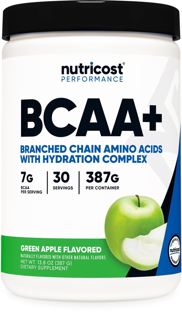 אבקת מזון BCAA + הידרציה (Green Apple) 30 משרתים - Chain Amino Acids עם תרכובת הידרה - Gluten-Free, non-GMO