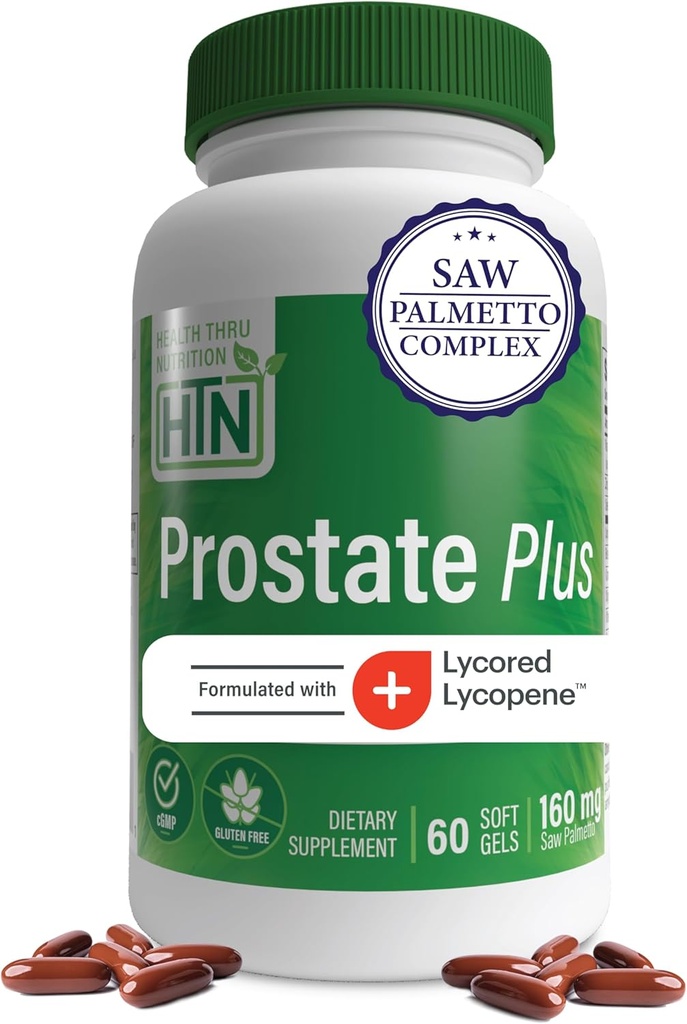 Health Thru Nutrition Prostate Plus עם חליפת פלאטו, Lycopene as Lycored, Plant Sterols, Selenium, Zinc and Pumpkin Seed | תמיכה מלאה ב- non-GMO & Gluten Free (Pack of 60)