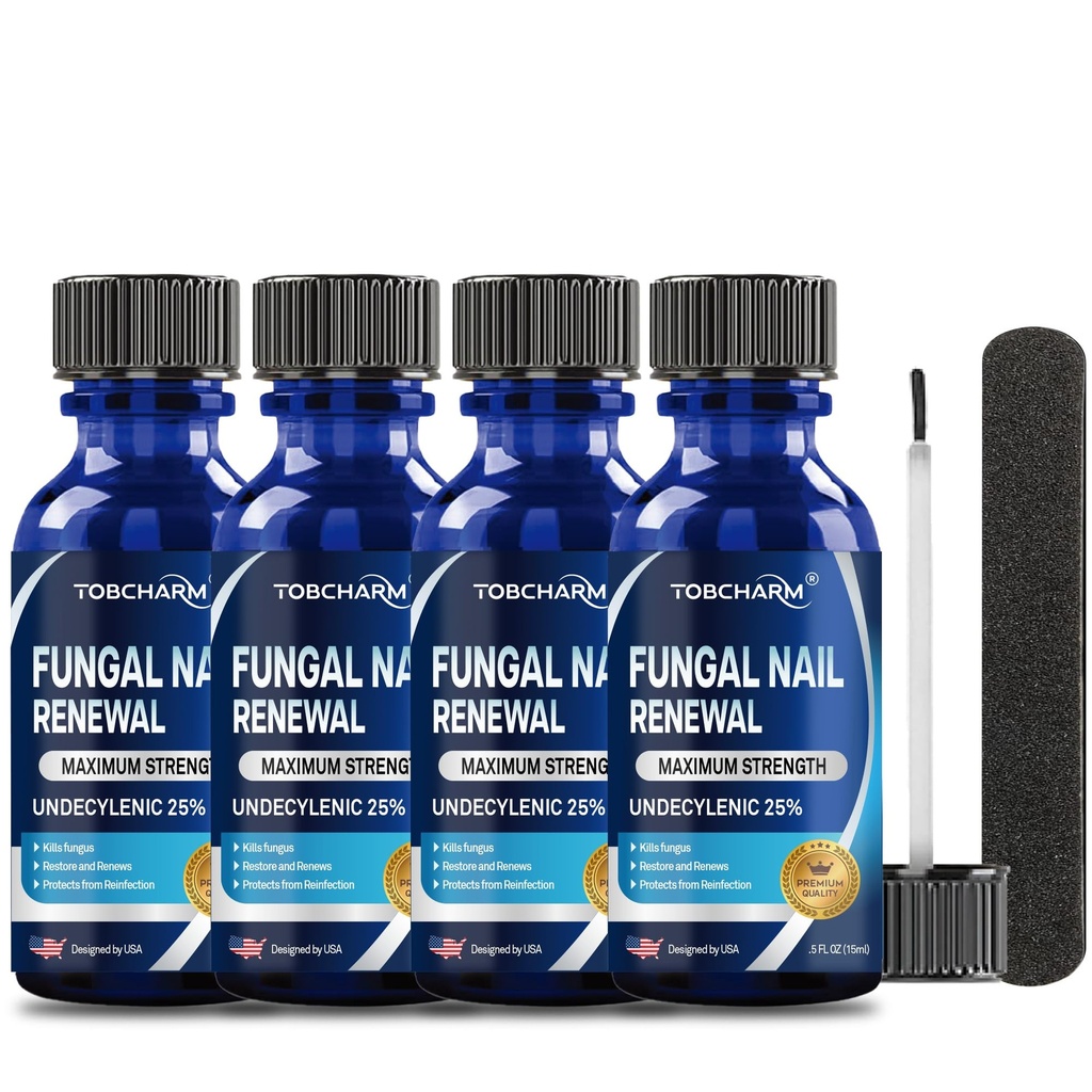 4Pcs Toenail Fungus טיפול, 25% חומצה לאdecylenic, טיפול פטריית ציפורניים עבור Toenail, Toe Nail Treatments (2 FL OZ)