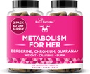 Metabolism for Her - Appetite & Metabolism Support for Women - Curb Cravings, Reduce Caloric Intake & Promote Feelings of Fullness - Berberine, Chromium Picolinate & Guarana - 120 Veg Capsules