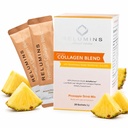 Relumins Marine Collagen אבקה Mix - Collagen Peptide עם Glutathione, תה ירוק, CoQ10 ו Hyaluronic Acid Boosts Glowing Skin - 100 אבקת Sachets x Pineapple Flavored + 10 חינם Sachets