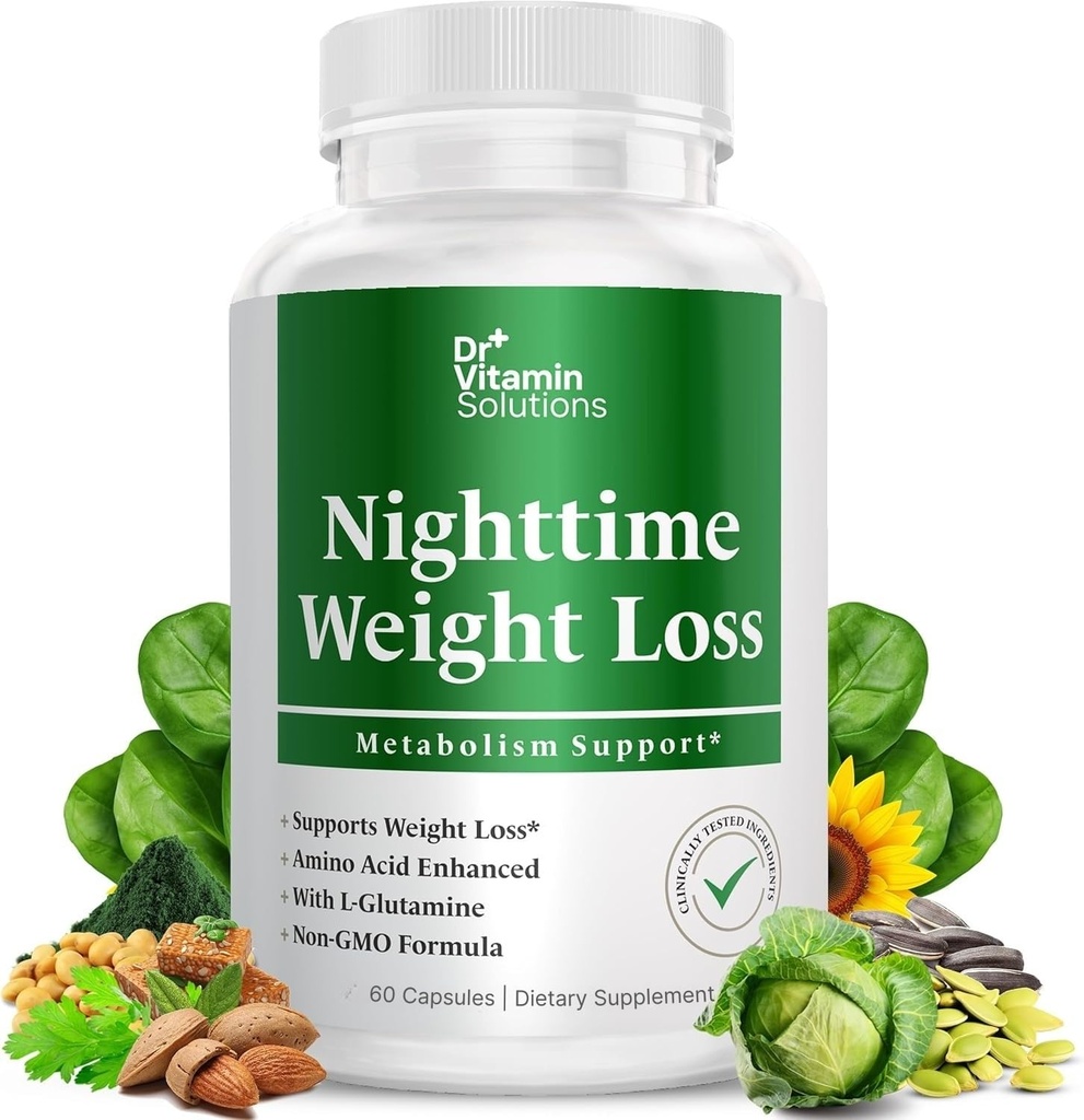 DR VITAMIN SOLUTIONS Nighttime Fat Burner תוספי - Appetite Suppressants for Weight Loss - Night-Time Fat Burner for Women and Men Supporting Sleep &laxation - Weight Loss Pills - 60 קפסולות