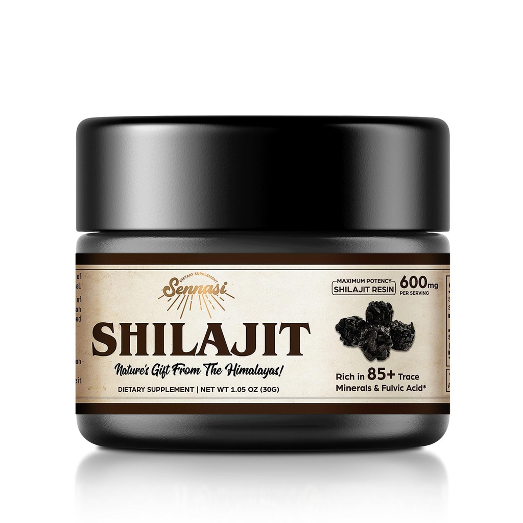 Shilajit Pure ההימלאיה האורגני Shilajit Resin - 600 מ"ג מקסימום Potency Natural Shilajit Resin עם 85 + Trace מינרלים & Fulvic Acid עבור אנרגיה, תמיכה כספית, 30 גרמים (1 Pack)
