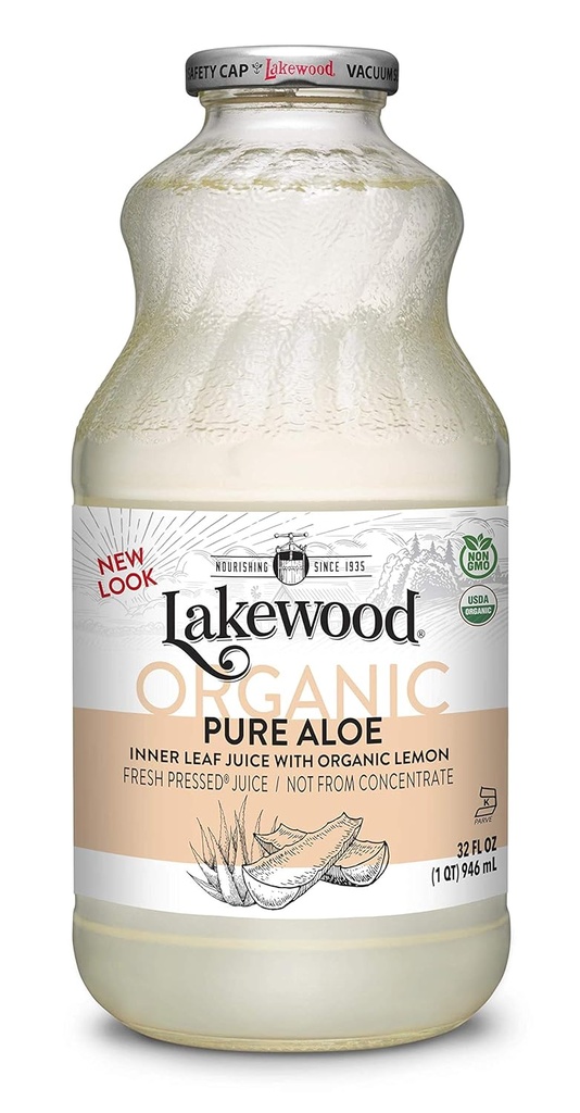 Lakewood Pure Aloe Inner Leaf, Fresh Pressed, 32 Fl Oz, Pack of 6