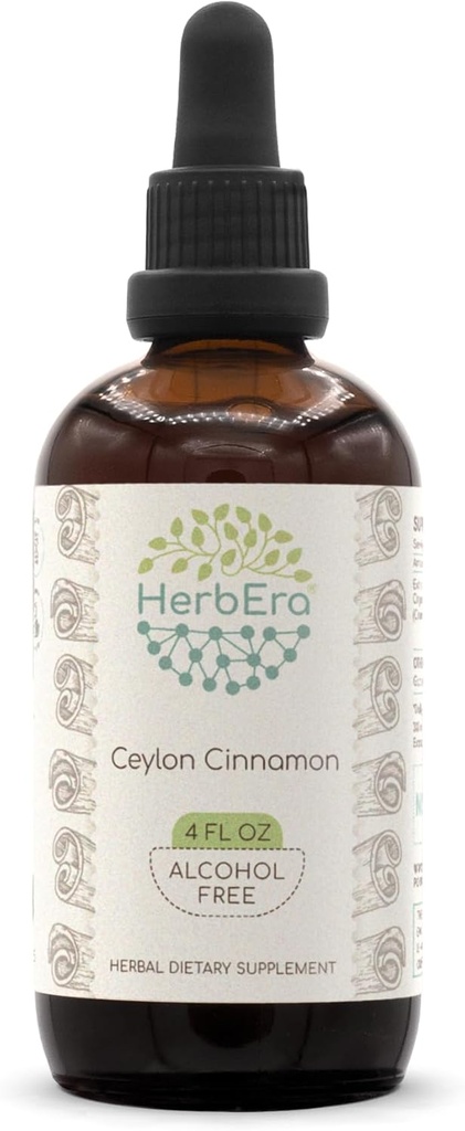 Ceylon Cinnamon B120 Alcohol-Free Herbal Extract Tincture, Concentrated Liquid Drops Natural Cinnamon (Cinnamomum Verum) (4 fl oz)