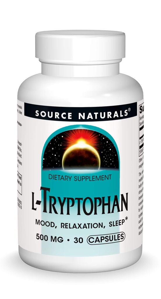 מקור טבעי L-Tryptophan, עבור Mood, הירגעות, ושינה *, 500 מ"ג - 30 קפסולות