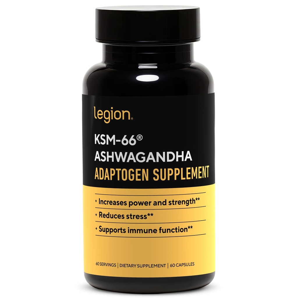 LEGION KSM-66 ® Ashwagandha Root Extract - Ashwagandha Root אבקת תוסף כדי לשפר את Mood, Sleep & אתלטיק ביצועים - תוספת כוח אשוגנדה שורש לחלץ (60 משרתים)
