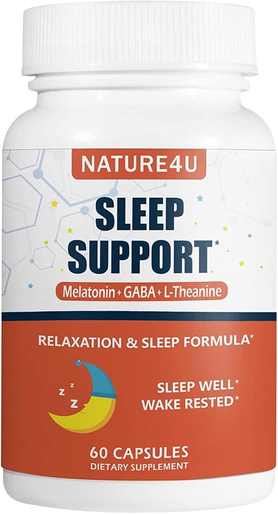 3 ב 1 Sleep Aids for Adults Extra Power, Extend לשחרר מלטונין 5 מ"ג, L Theanine 250 מ"ג, GABA 250 מ"ג, הירגעות ושינה תוספת, 60 קפסולות