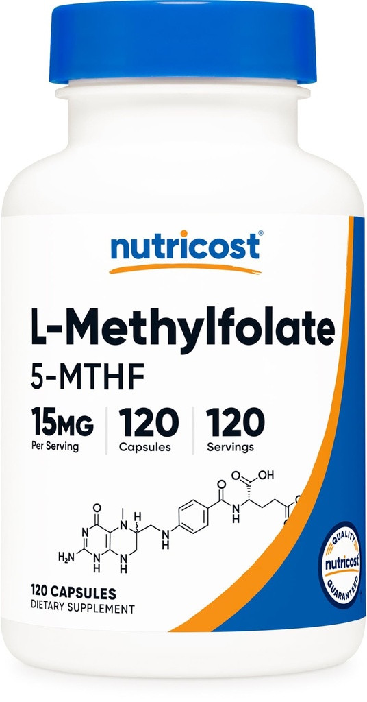 חומרים מזינים L-Methylfolate 15 מ"ג, 120 קפסולות (5-MTHF) - טבעוני, non-GMO, Gluten Free
