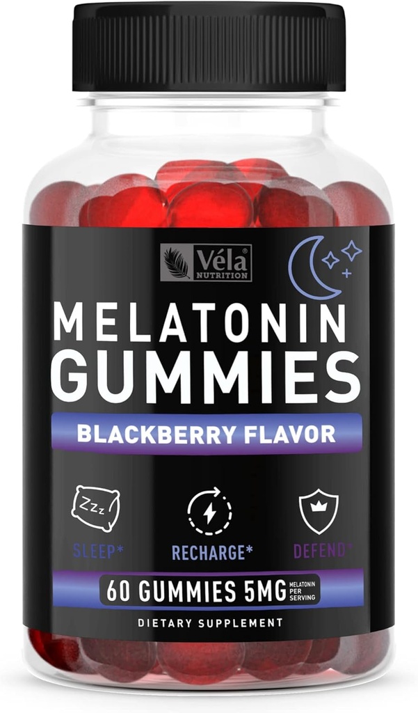 Melatonin Black Brad Gummies 5mg, Nighttime Sleep Support Chewable Supplement