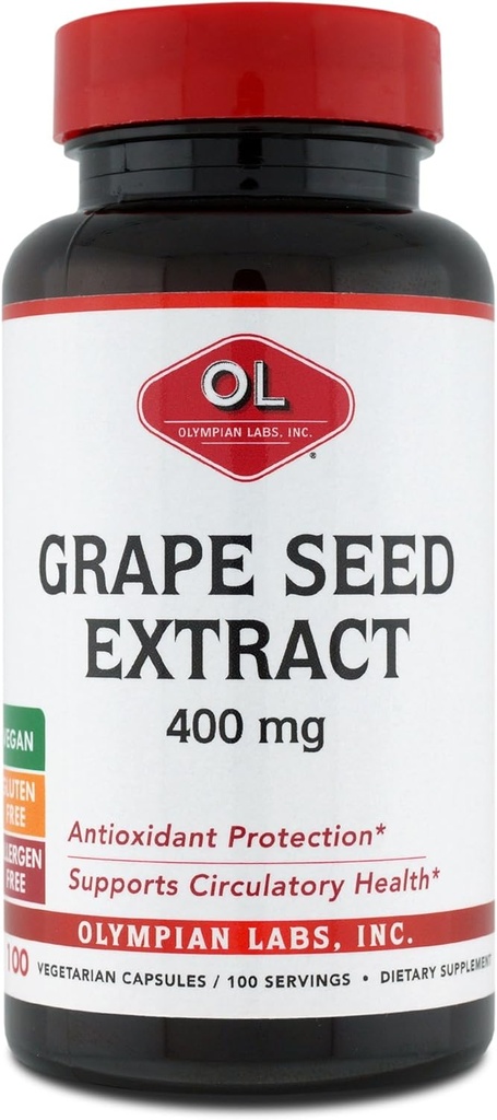 אולימפיה מעבדות Grape Seed לחלץ 400 מ"ג קפסולות, 100 Count Supporting Heart Health, Antioxidant Protection.