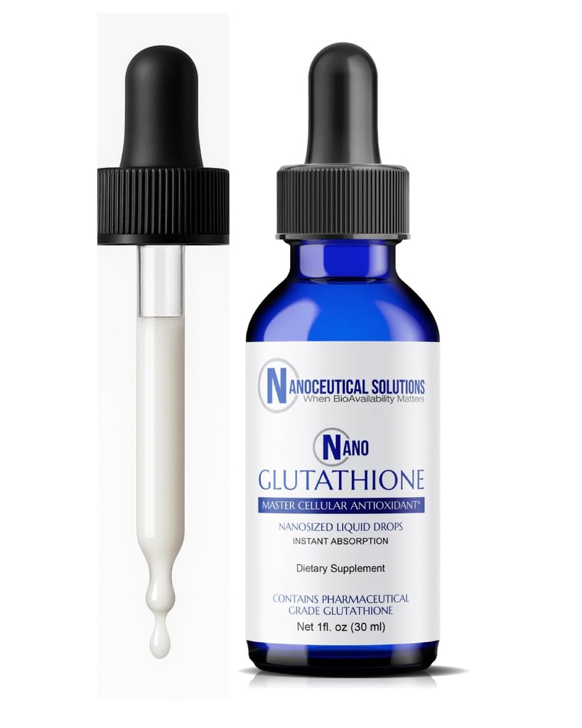 ננו Glutathione Drops על ידי Nanoceutical Solutions, תוספי מזון נוזלי, Ultra-Efficient Absorption, עד 8 פעמים גבוה יותר מאשר קפסולות Glutathione