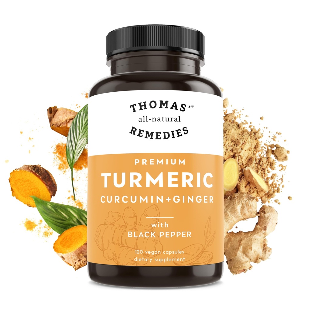 Red's All-טבעי Remedies Turmeric Curcumin וג'ינג'ר עם Black Pepper, אורגני Turmeric Joint Support Supplement - 95% Curcumin - No Fillers, Vegan - 120ct