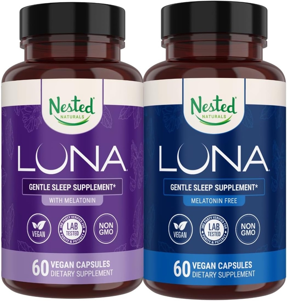 הטבעיות הנזרקות לונה Sleep Aid Bundle | לונה ולונה מלטונין-Free Pills with Natural Ingredients Melatonin, Valarien, & More (120 Count)