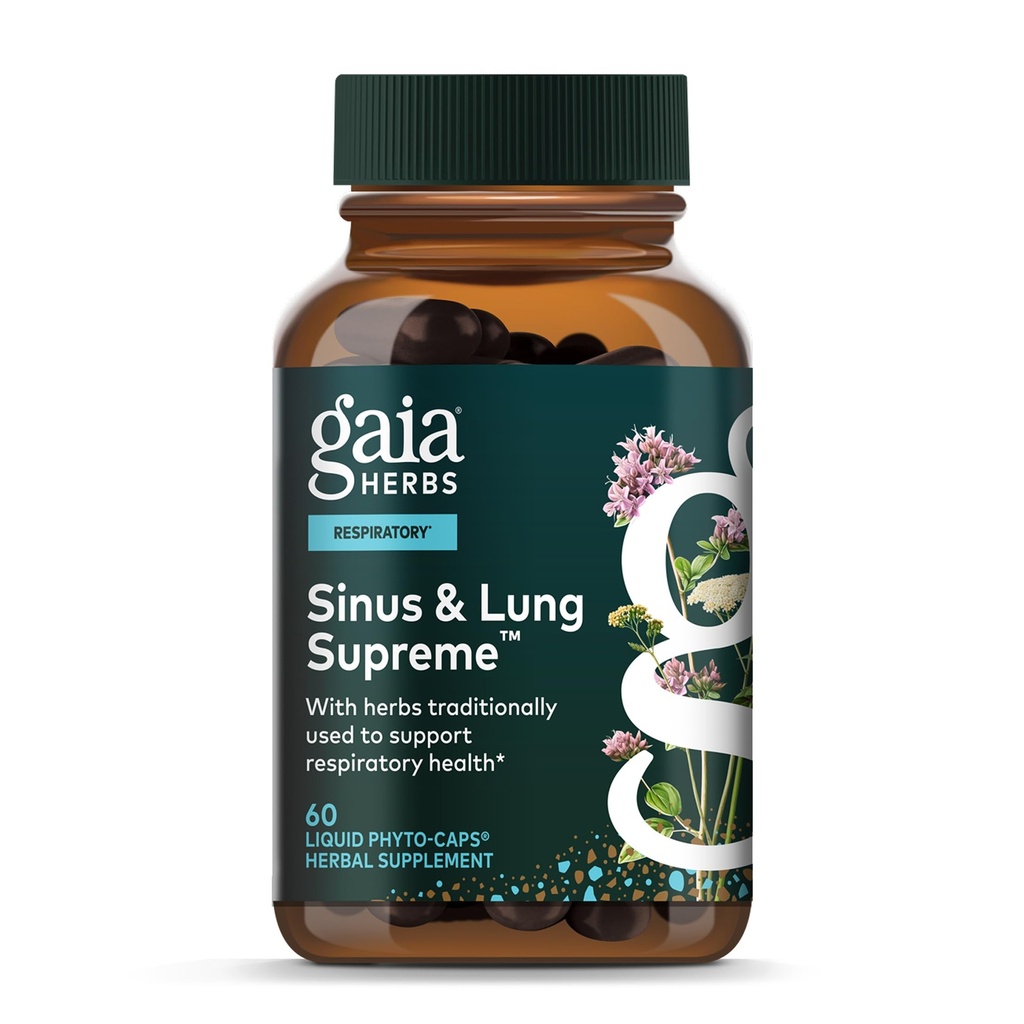 גאיה Herbs Sinus & Lung Supreme - Lung Support Supplement for Respiratory Health - התמיכה בסינוס - Vegan, Gluten-Free & Milk Free - פורמולה מבוססת צמחים - 60 קפסולות