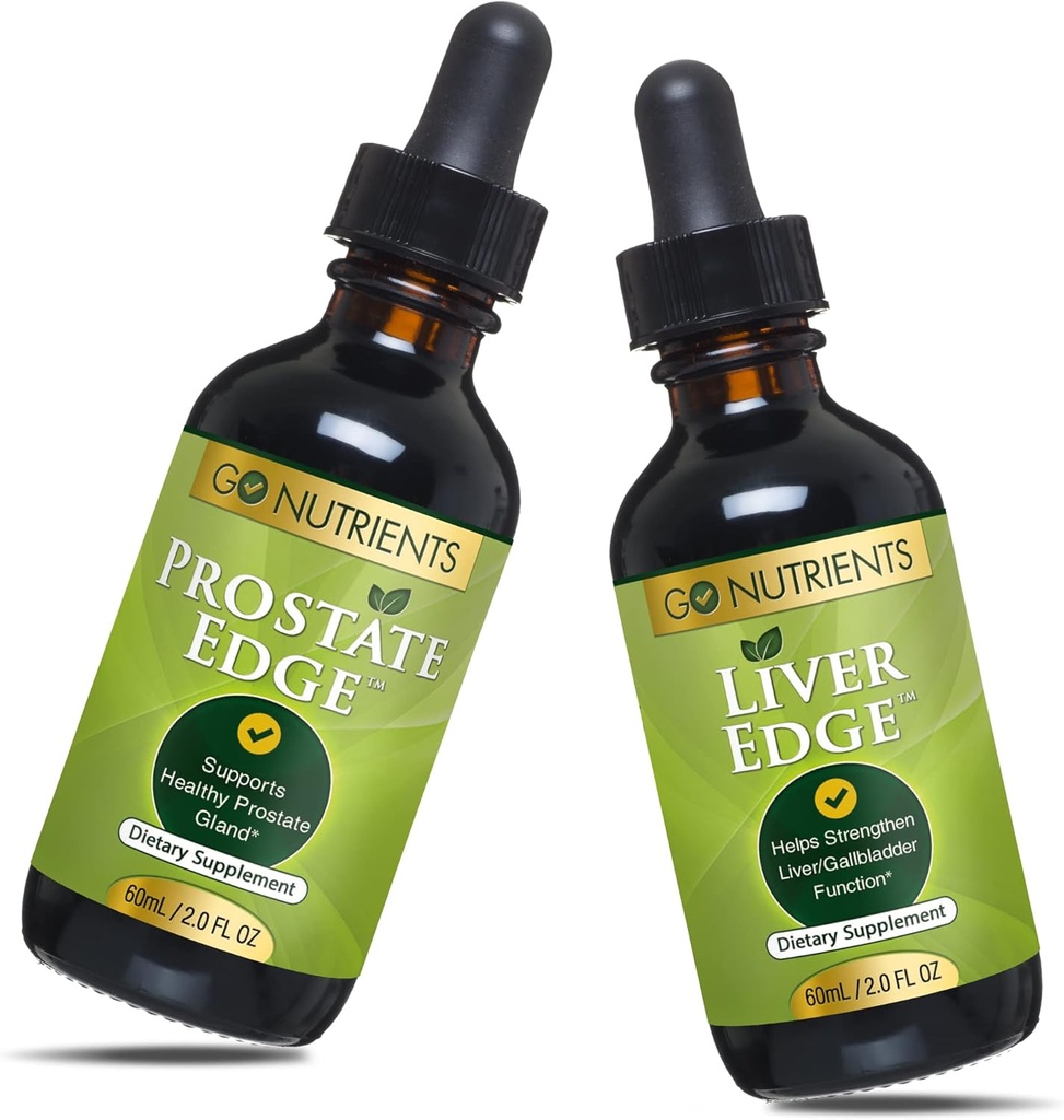 Go Foodsents Prostate Edge 2 oz Prostate תמיכה תוסף עבור Mens בריאות עם Pygeum, Saw Palmetto Extract, Sting Nettle Root & Liver Edge 2 oz Liver ניקויse & Advanced Liver תוסף