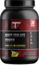 Whey Isolate Power Vanilla Milkshake, 26g של 100% חלבון Whey סולפט כדי לבנות שריר Lean -Vanilla Milkshake, 2lb- 30 משרתים