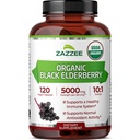 Zazzee USDA אורגני Black Elderberry 10:1 לחלץ, 5000 מ"ג כוח, 120 קפסולות טבעוניות, 2 חודשים אספקה, סטנדרטית, ריכוז 10X לחלץ, 100% Vegetarian, All-Natural, non-GMO, מיוצר בארה"ב