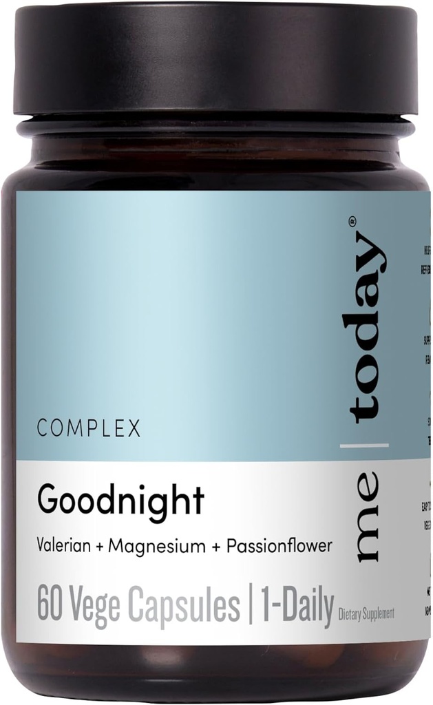 Me Today Goodnight Magnesium Sleep Aid – Supports Restful Sleep, Calm & Relaxation – מגנזיום טבעוני לרגיעה ול Calmness שרירים – 60 משרתים