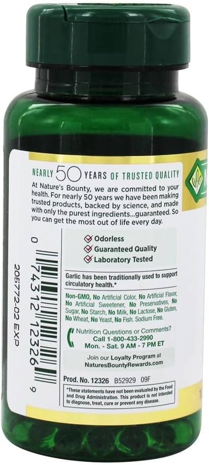 Nature's Bounty Garlic לחלץ 1000 מ"ג, 100 Rapid Release Softgels