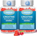 2 Pack Creatine Monohydrate חניכיים, Creatine Monohydrate עבור גברים ונשים, Enhanced פורמולה עם BCAA, ויטמין B12, טאורין, תמיכה שרירים, אנרגיה Boost, סוכר חינם, טבעוני, 120 הרוזן
