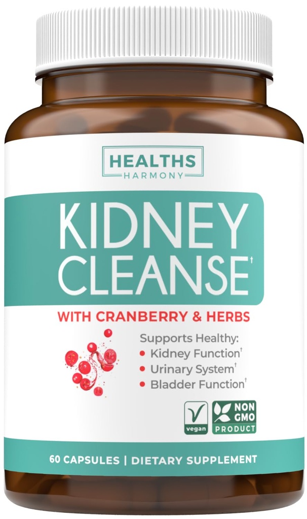 Kidney ניקוי Detox (Non-GMO) תמיכה בריאה Urinary Tract- Powerful VitaCran Cranberry Extractberry & Herbs - מזון קידני תמיכה תוספי - 60 קפסולות צמחוניות (No Pills)