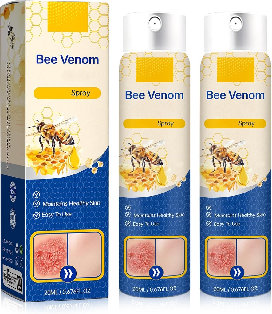 Bee Venom Spray - 100% Pure Venom תיקון, Bee Venom Skin Spray עבור כל סוגי העור (2PCS)