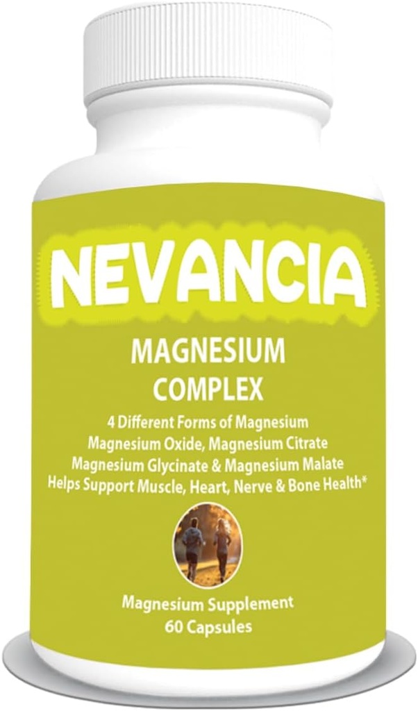 Magnesium Complex with Magnesium Glycinate, Magnesium Malate, Magnesium Citrate, Magnesium Oxide, Stress & Sleep Aid, Brain & Heart Support, השרירים, Joint & Bone Support